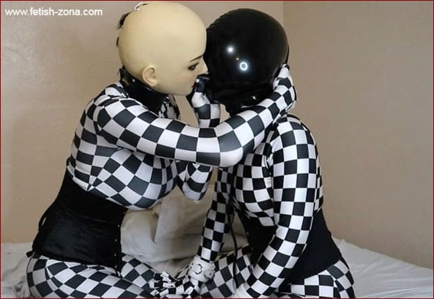 dollified - Couple Checkered Zentai Dolls - HD 720p