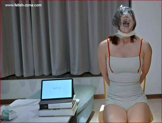 Breathplay bagging with handcuffs from young Chinese girl - HD